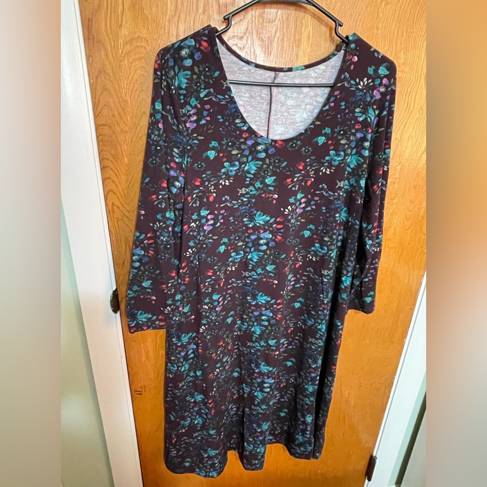 Garnet Hill Multicolor Floral Long Sleeve Dress